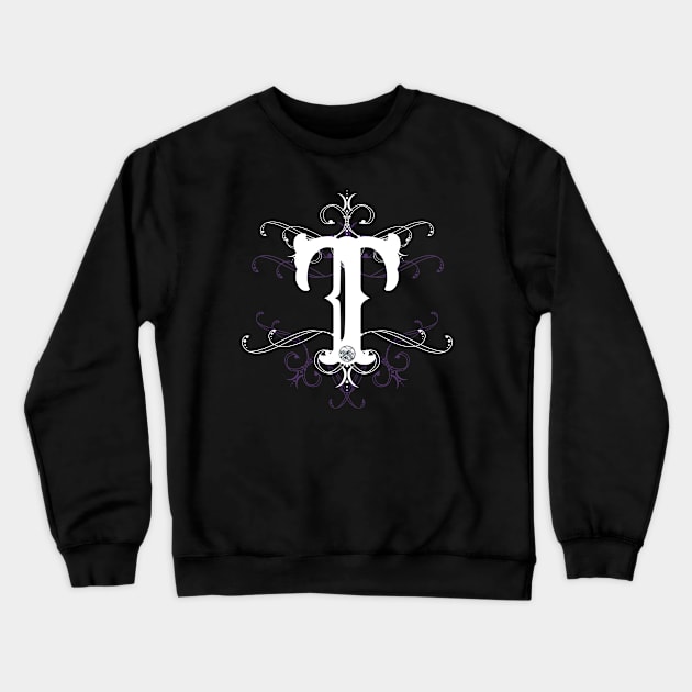 Monogram T Letter T Gothic Style Goth Ornament Crewneck Sweatshirt by xsylx